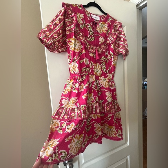 Maisie Designer Vibrant Pink Cotton Mini Dress Women’s Size Medium - Picture 8 of 15